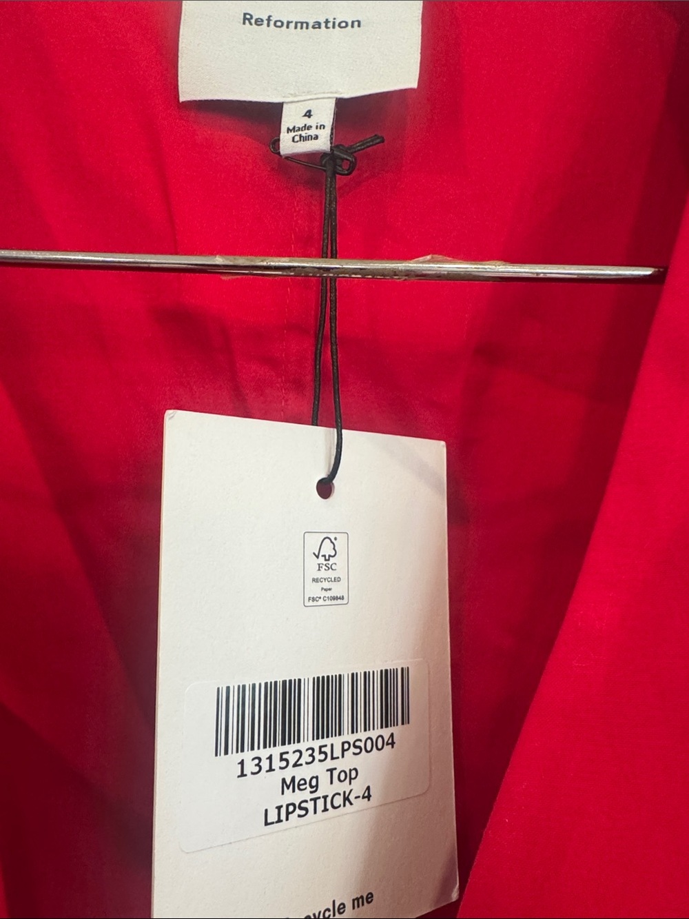 Reformation Red Sleeveless V-Neck Top - Picture 2 of 5